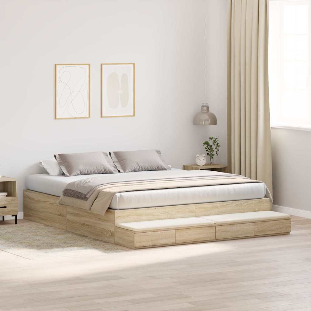 Bett mit Stauraum mit Tür Sonoma-Eiche 236.5 x 200 x 31.5 cm