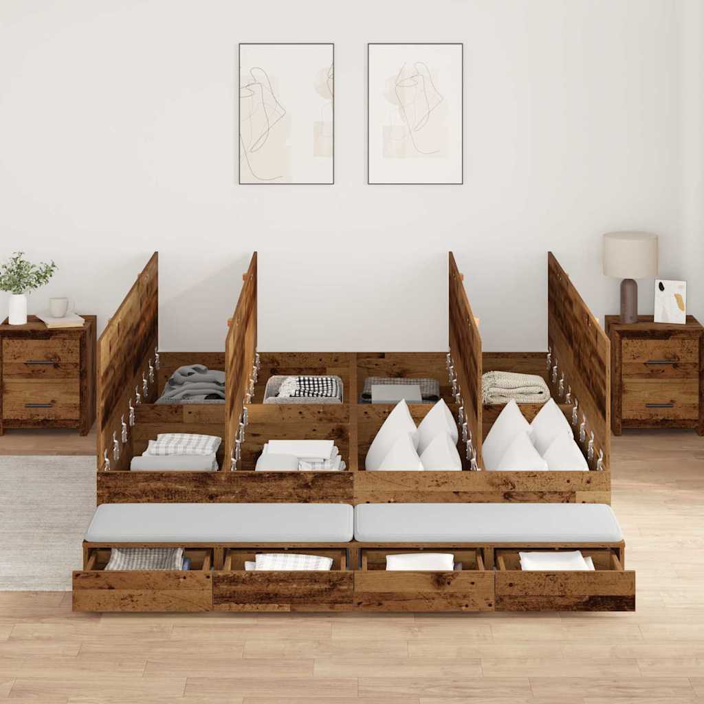 Bett mit Stauraum Altholz 236.5 x 200 x 31.5 cm Holzwerkstoff