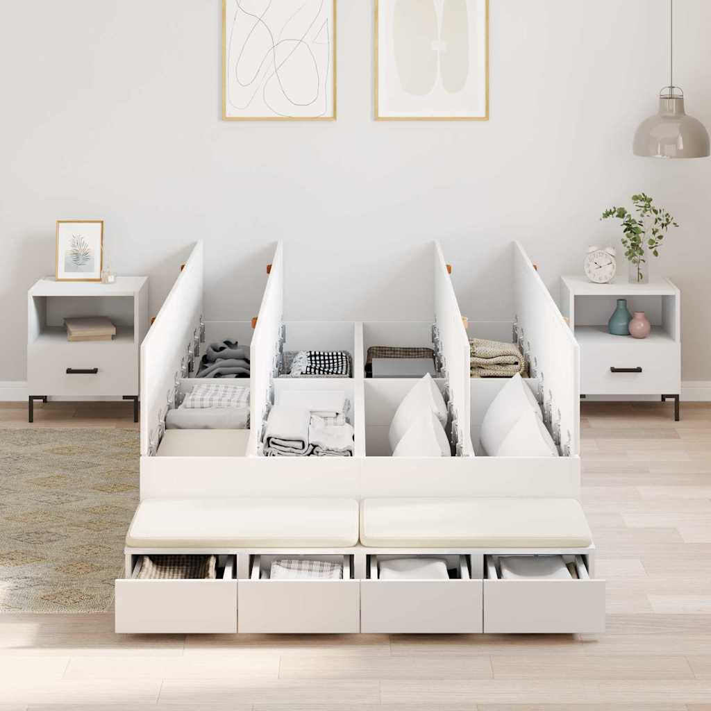 Bett mit Stauraum Weiß 236.5 x 120 x 31.5 cm Holzwerkstoff