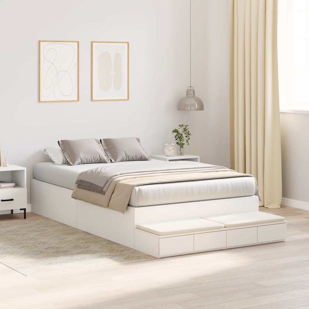 Bett mit Stauraum Weiß 236.5 x 120 x 31.5 cm Holzwerkstoff