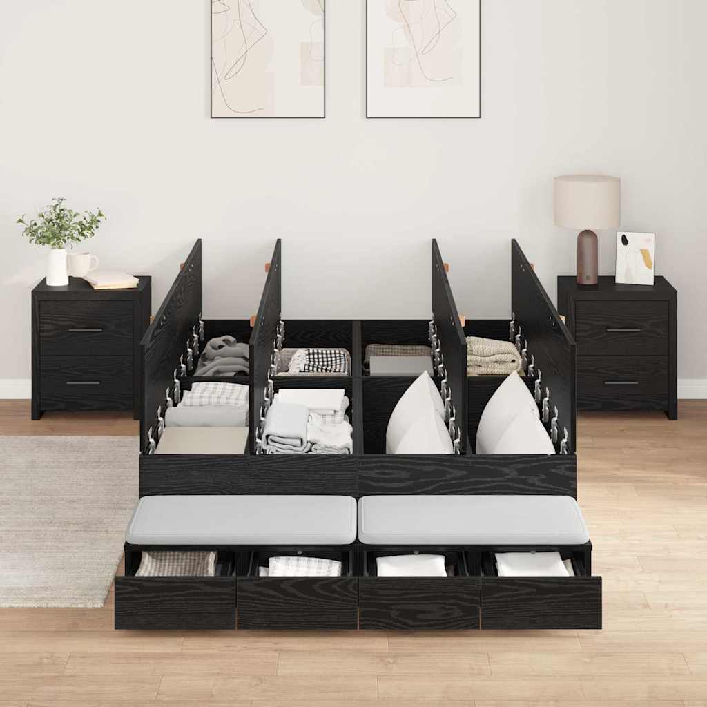 Bett mit Stauraum Schwarz Eichen-Optik 236.5 x 120 x 31.5 cm