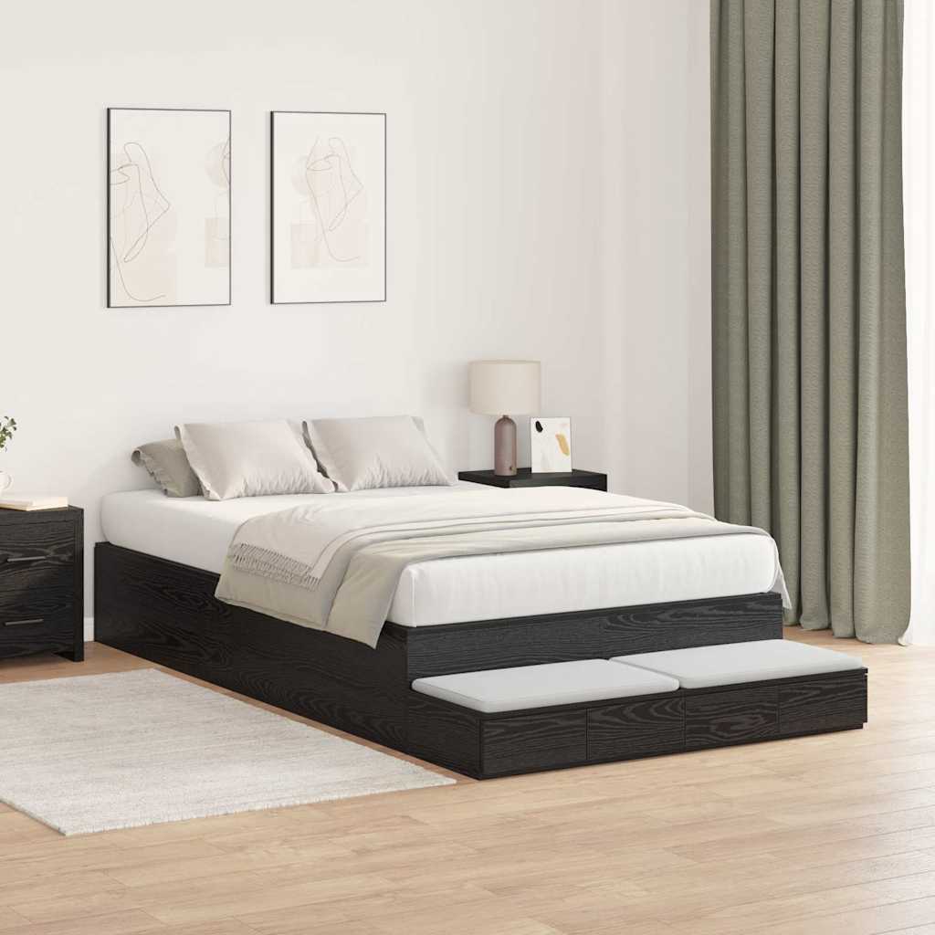 Bett mit Stauraum Schwarz Eichen-Optik 236.5 x 120 x 31.5 cm