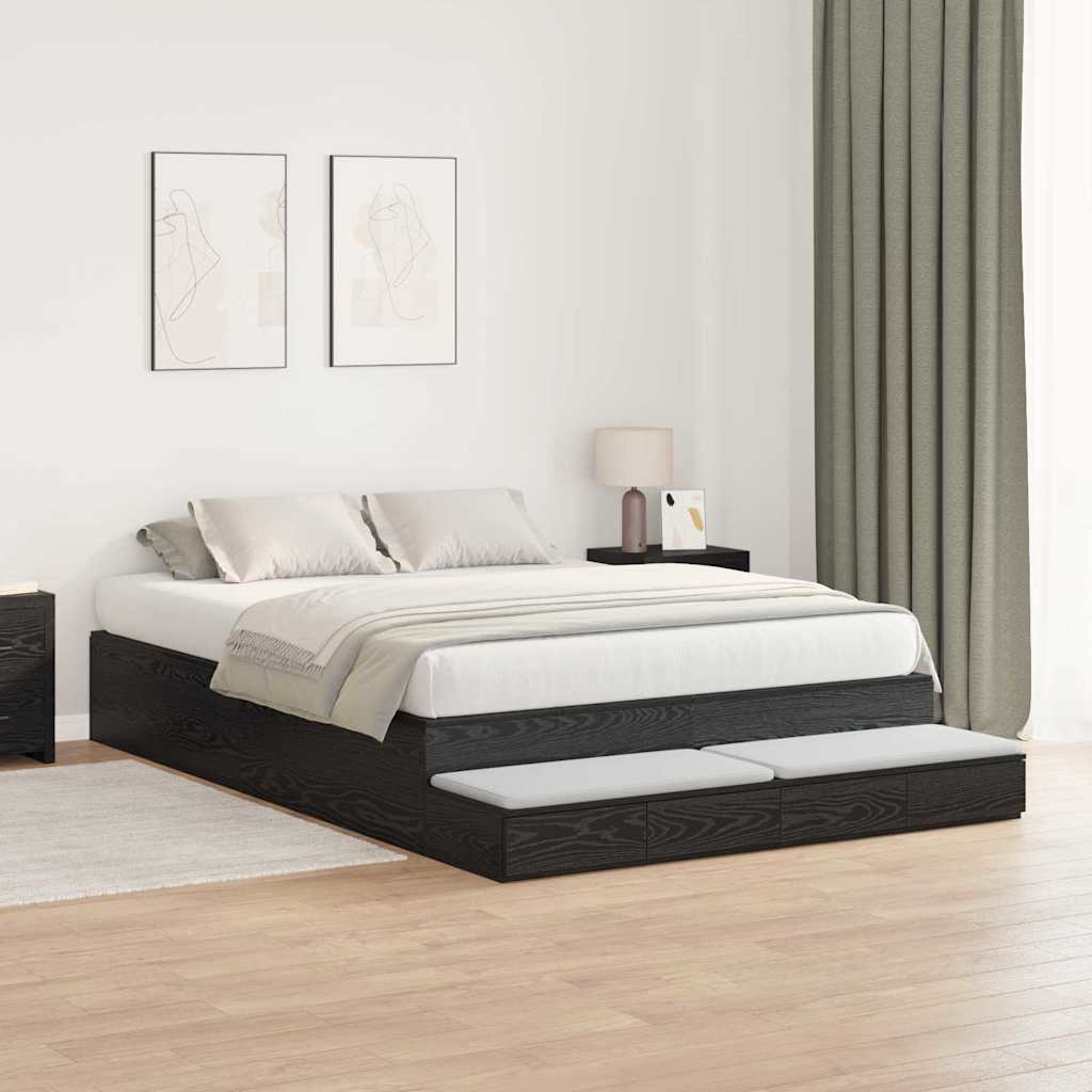 Bett mit Stauraum Schwarz Eichen-Optik 236.5 x 150 x 31.5 cm