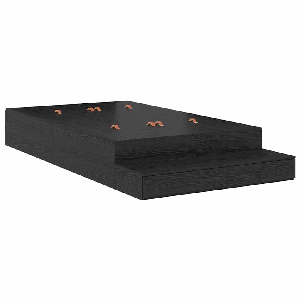Bett mit Stauraum Schwarz Eichen-Optik 226.5 x 120 x 31.5 cm