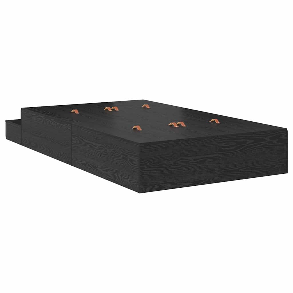 Bett mit Stauraum Schwarz Eichen-Optik 226.5 x 120 x 31.5 cm