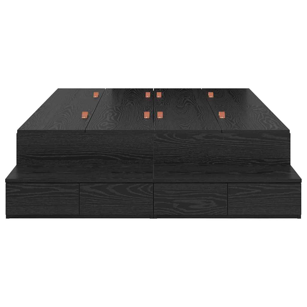 Bett mit Stauraum Schwarz Eichen-Optik 226.5 x 120 x 31.5 cm