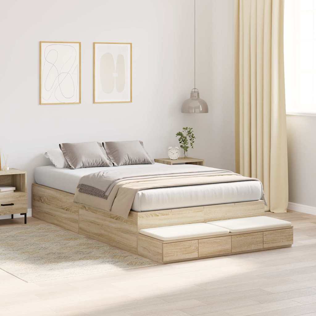 Bett mit Stauraum mit Tür Sonoma-Eiche 226.5 x 120 x 31.5 cm