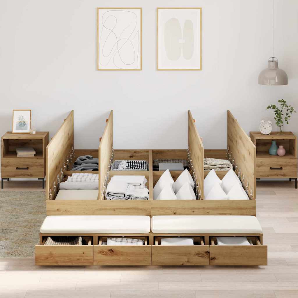 Bett mit Stauraum mit Tür Artisan-Eiche 226,5 x 135 x 31,5 cm