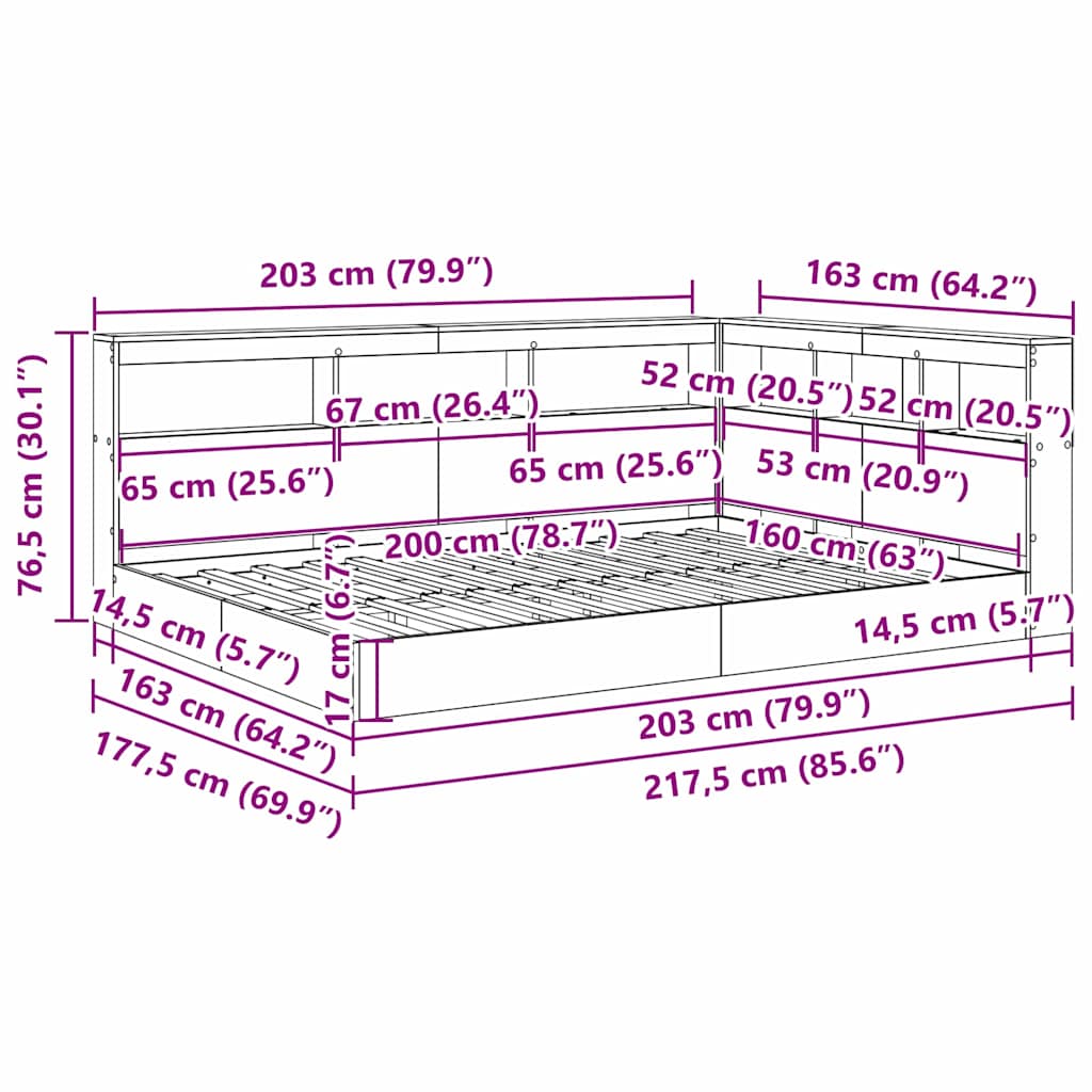 Bücherregal-Bett mit Regal Weiß 160 x 200 cm Holzwerkstoff