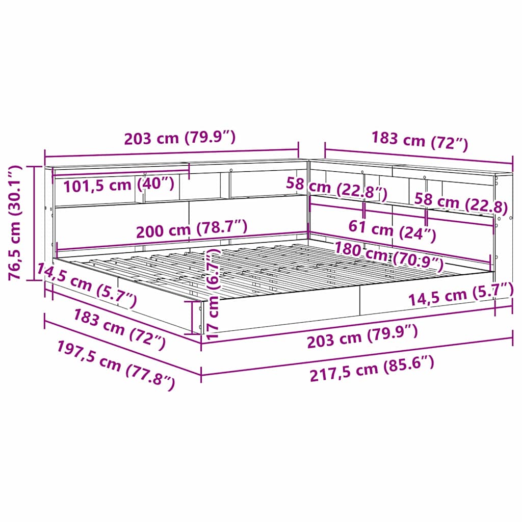 Bücherregal-Bett mit Regal Weiß 180 x 200 cm Holzwerkstoff