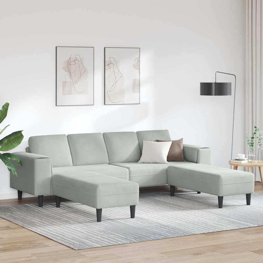 Sofa Set 3 pcs Hellgrau Samt