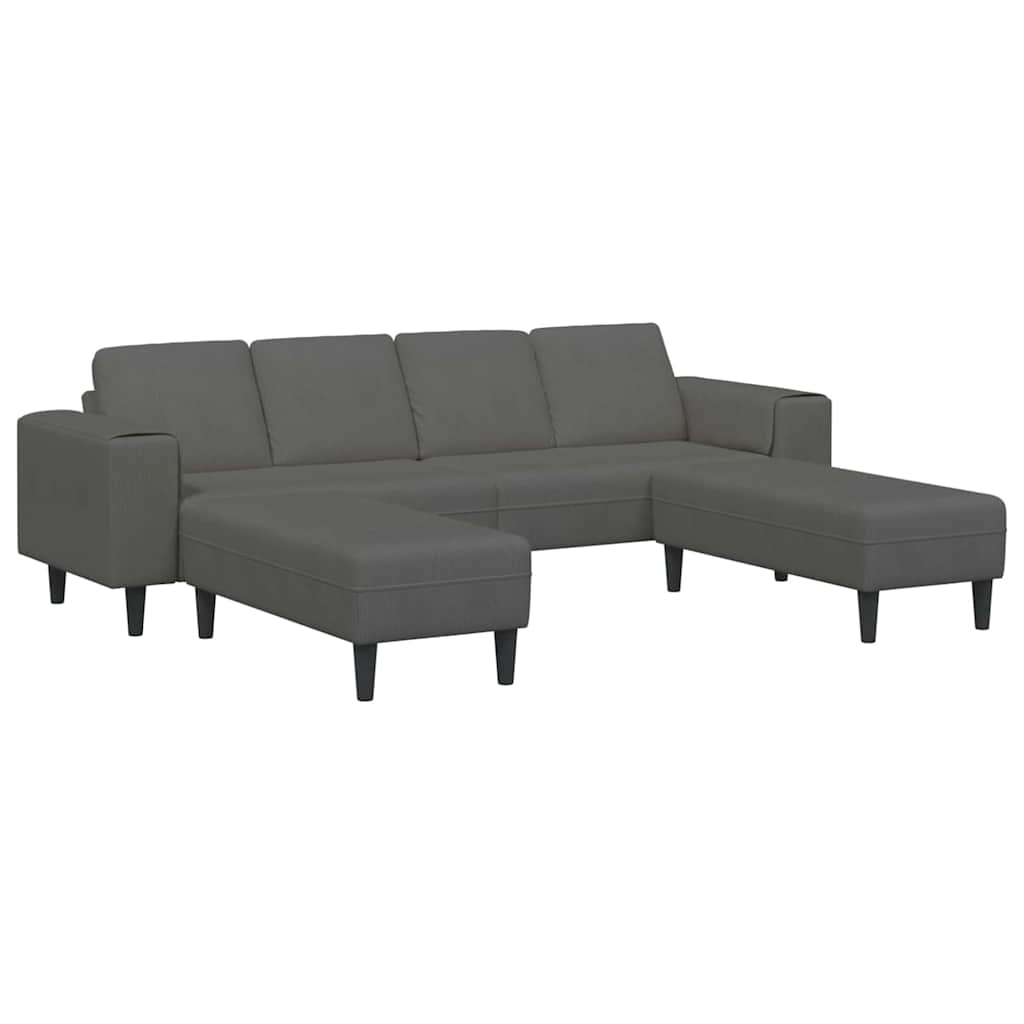 Stoffsofa mit Kissen Dunkelgrau Cordstoff