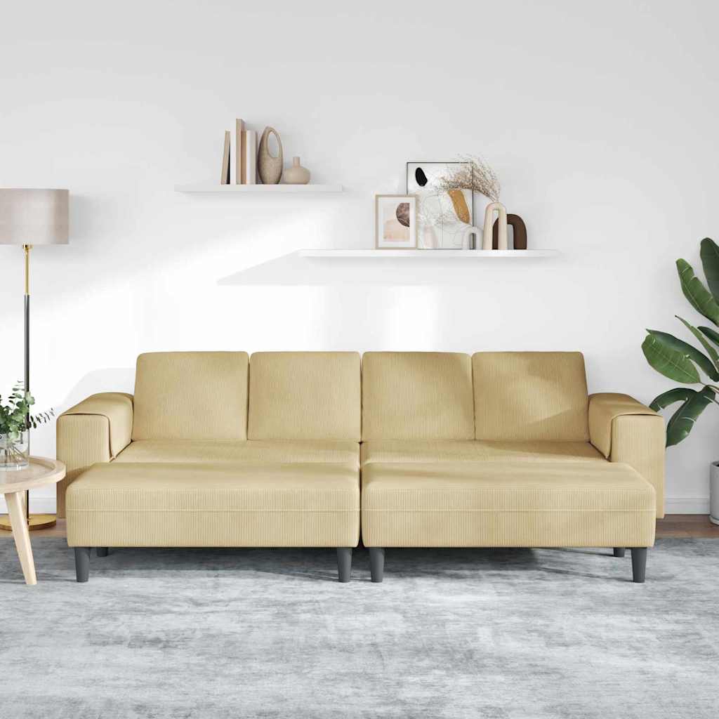 Stoffsofa mit Kissen Grau Grün Cordstoff