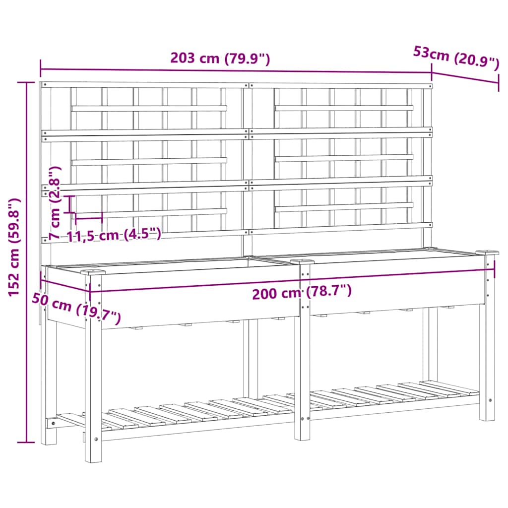 Garten-Pflanzgefäß Beige 203,5 x 54 x 152,5 cm