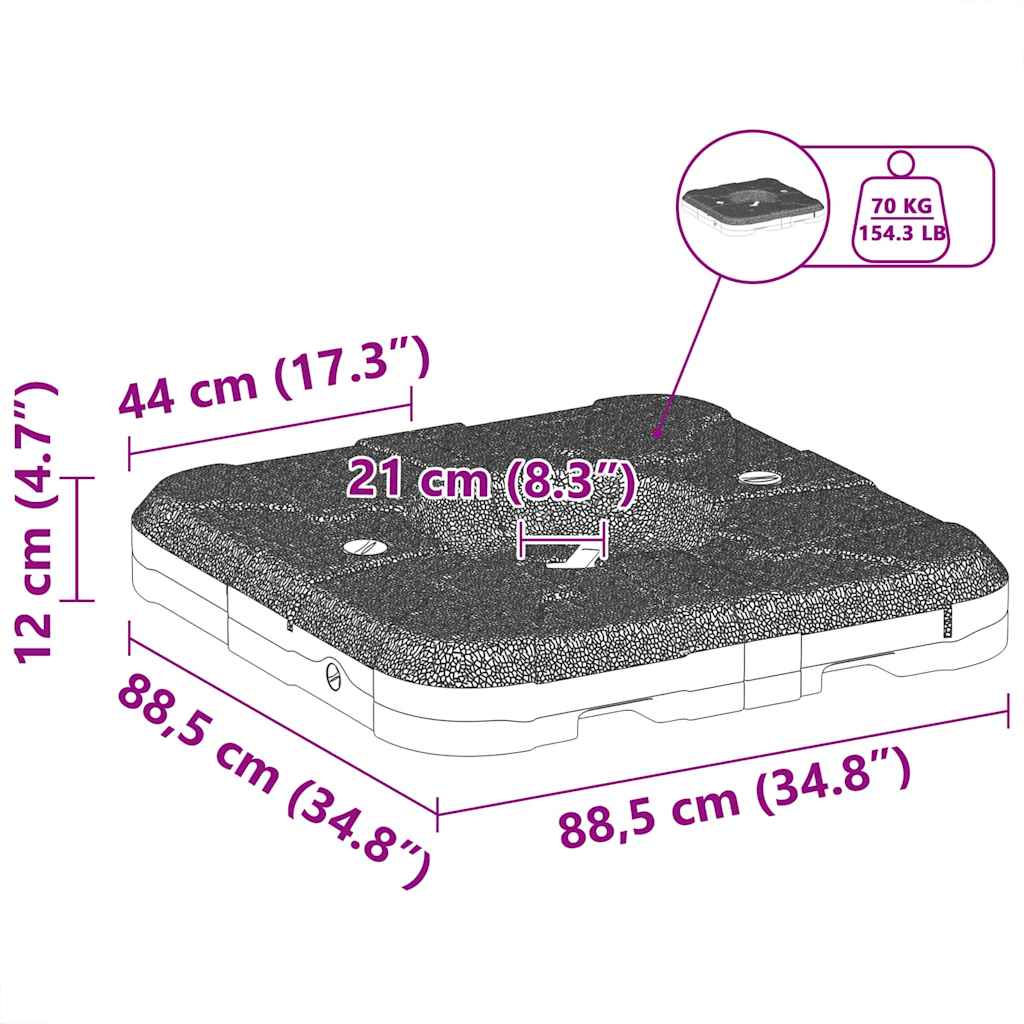 Basis für Freischwinger-Sonnenschirm 110 Schwarz Quadratisch