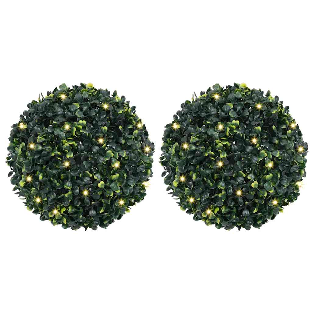 Artificial boxwood balls with LED lights, 2 pieces, green, 45 cm