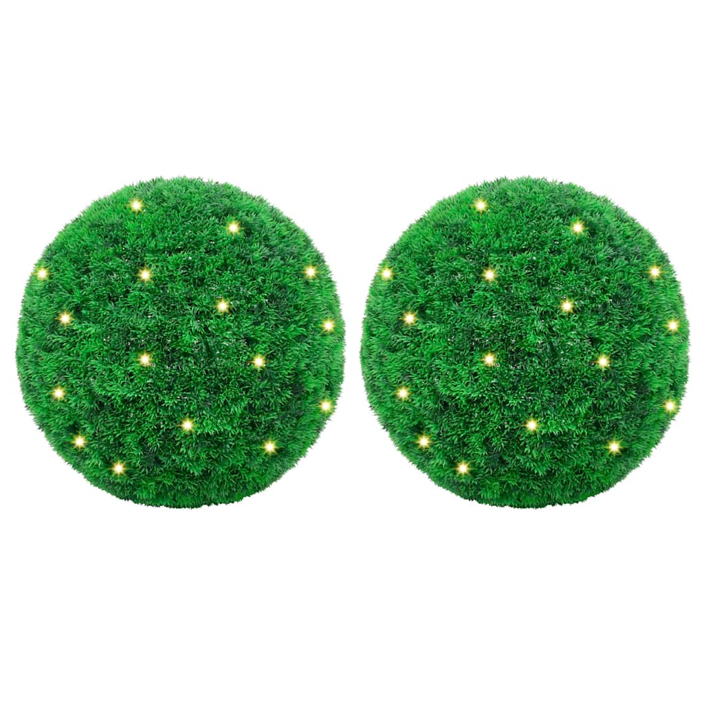 Artificial boxwood balls with LED lights, 2 pcs., green, 27 cm