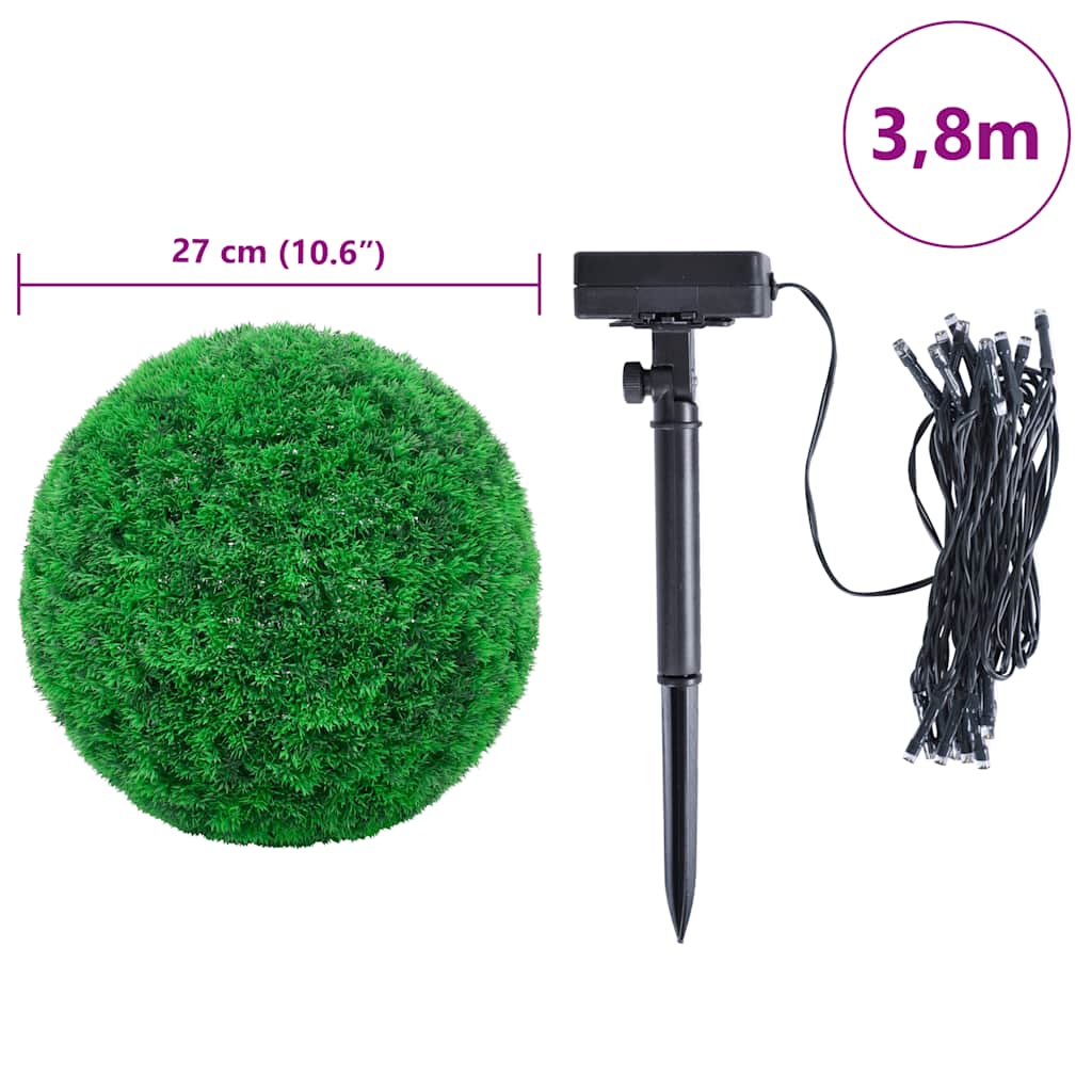 Artificial boxwood balls with LED lights, 2 pcs., green, 27 cm