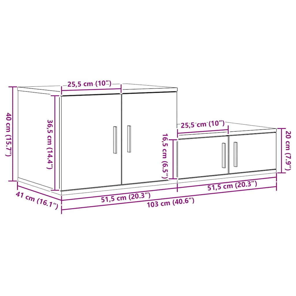 Aufbewahrungsschrank 2 stk. Weiß 103 x 41 x 40 cm Holzwerkstoff