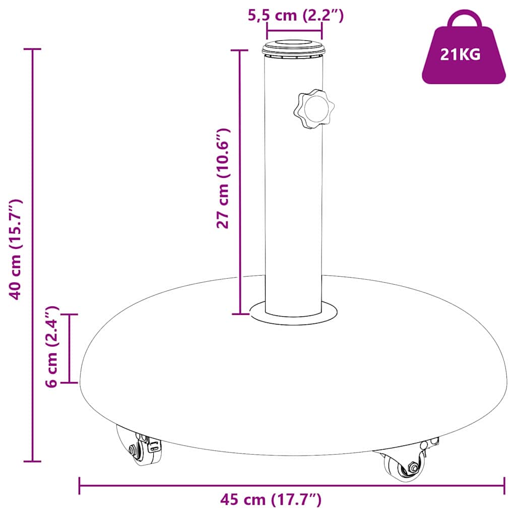 Sonnenschirmständer 21kg Hellgrau Beton Rund
