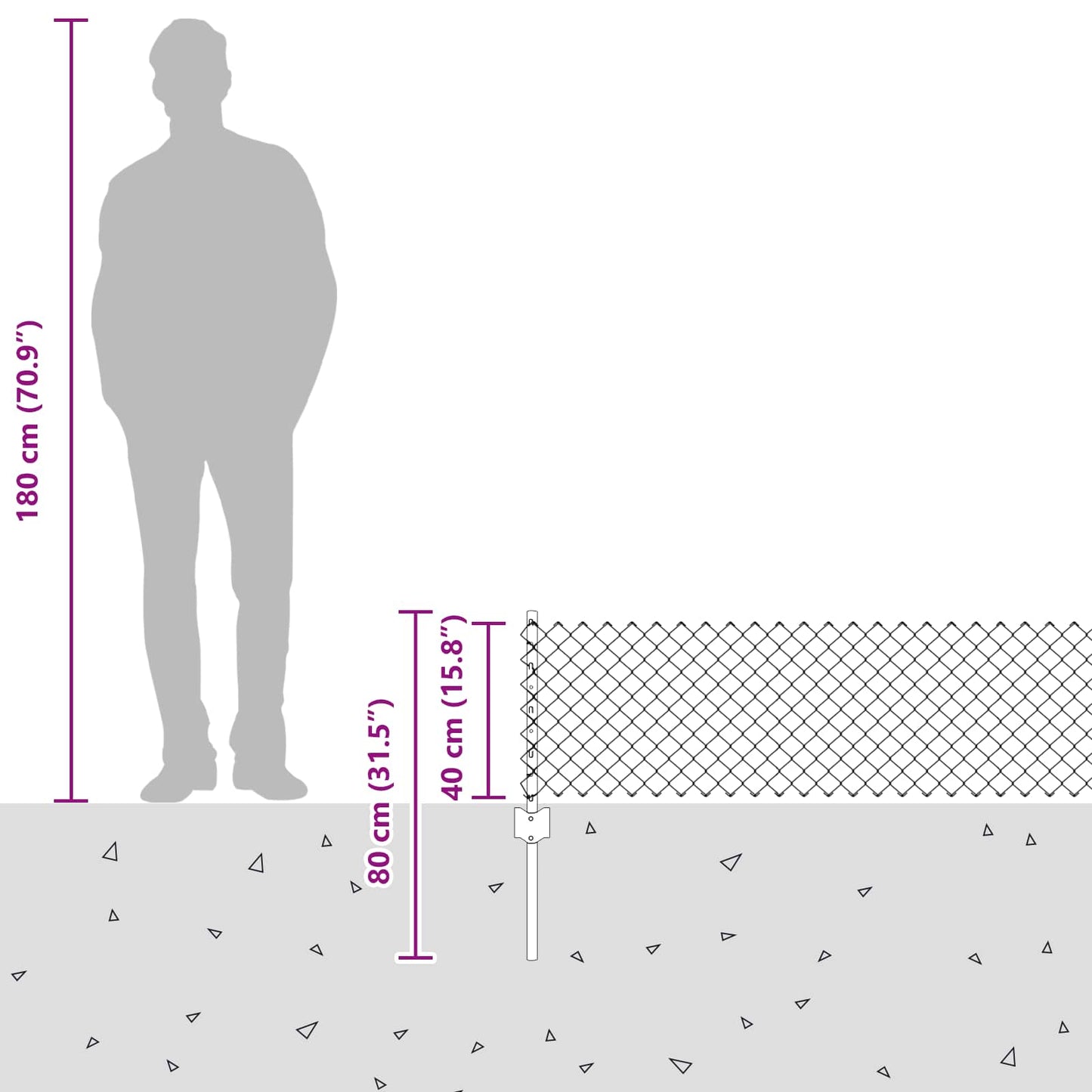 Maschendrahtzaun mit Pfosten 10 x 0,4 m PVC-beschichteter Stahl