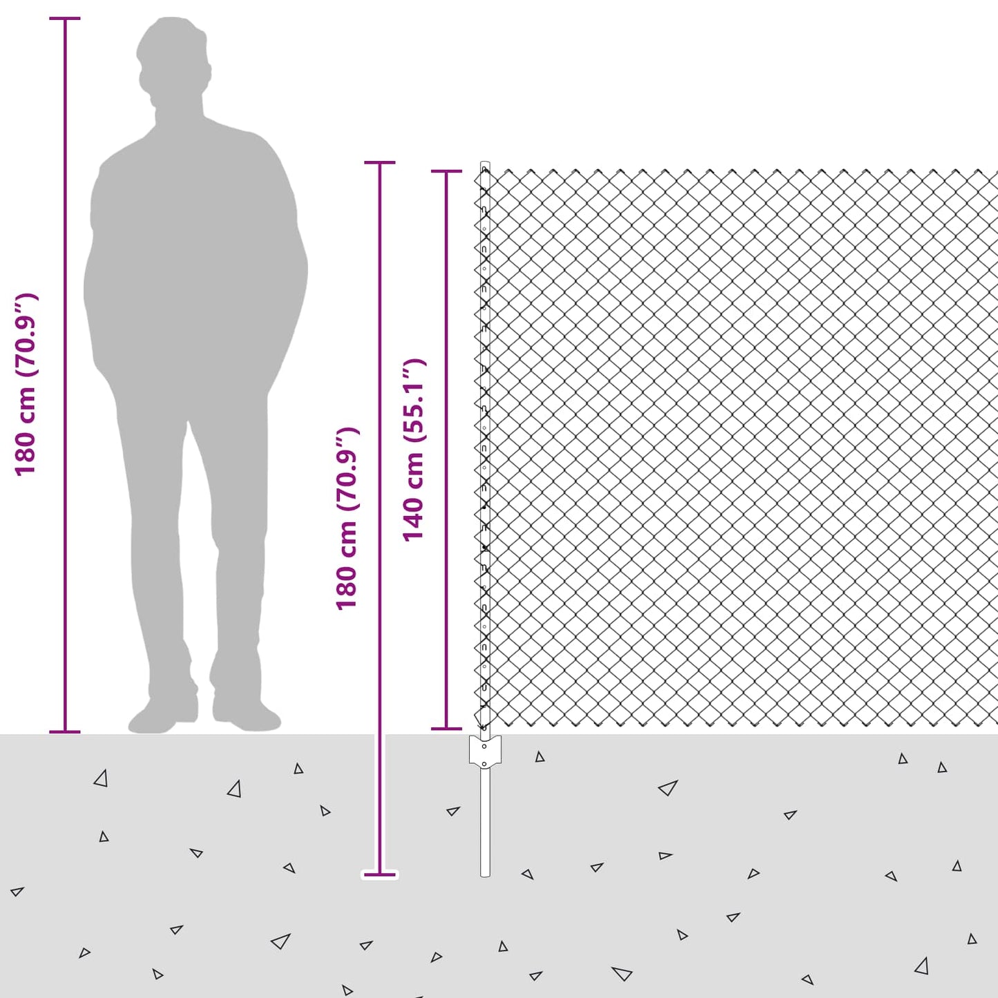 Maschendrahtzaun mit Pfosten 10 x 1,4 m PVC-beschichteter Stahl