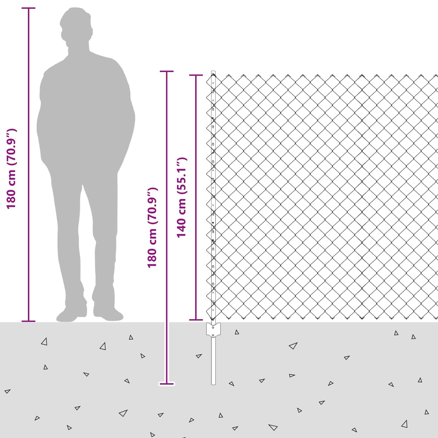 Maschendrahtzaun mit Pfosten 10 x 1,4 m PVC-beschichteter Stahl