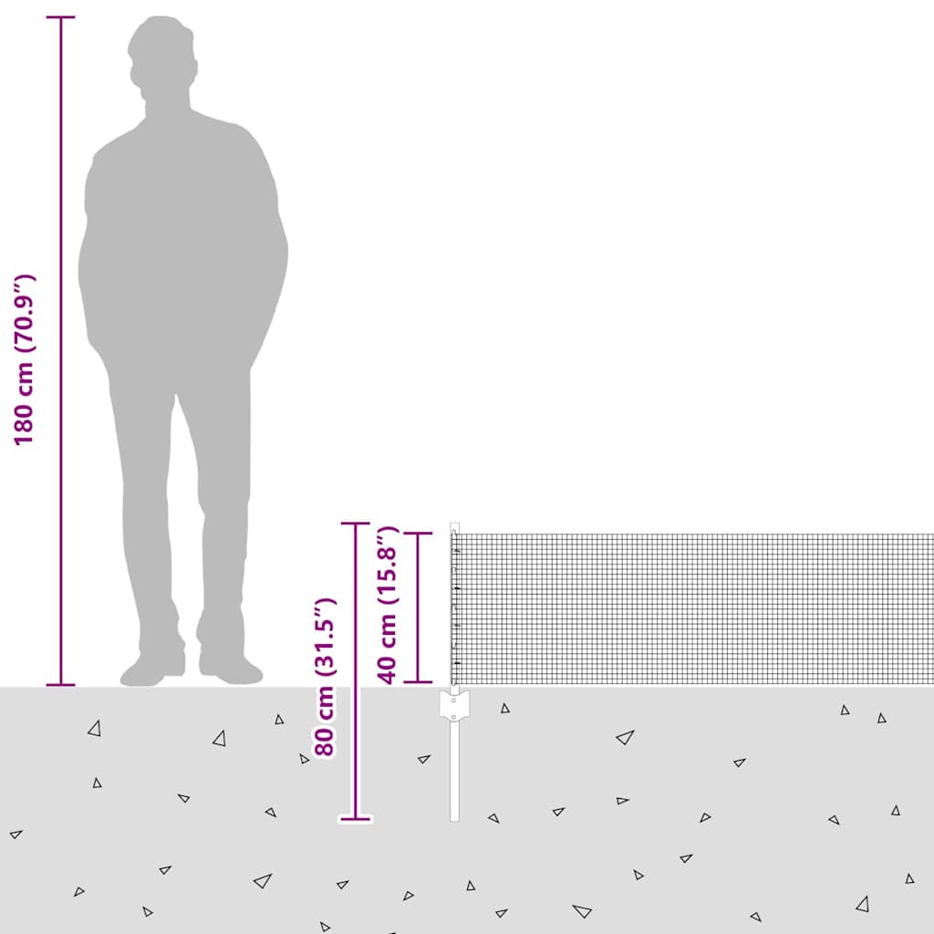 Schweißdrahtzaun mit Pfosten 10 x 0,4 m PVC-beschichteter Stahl