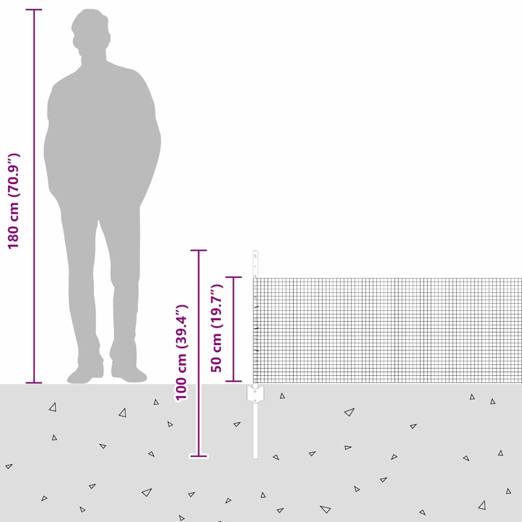 Geschweißter Drahtzaun mit Pfosten 50 x 0,5 m Grau Netz