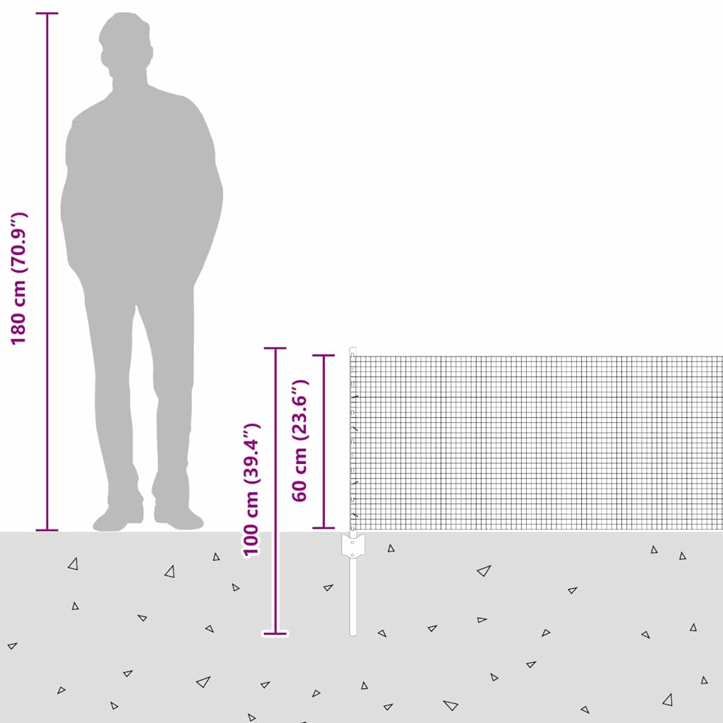 Geschweißter Drahtzaun mit Pfosten 100 x 0,6 m Grau Netz