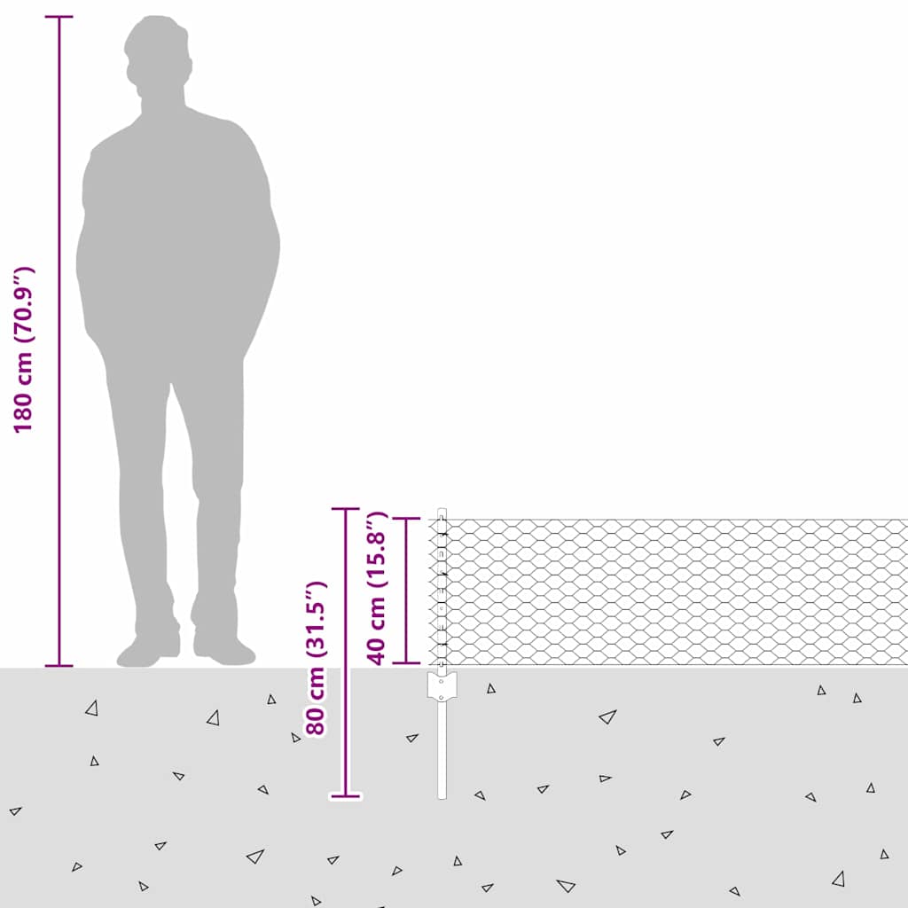 Geschweißter Drahtzaun 10 x 0,4 m (B x H)