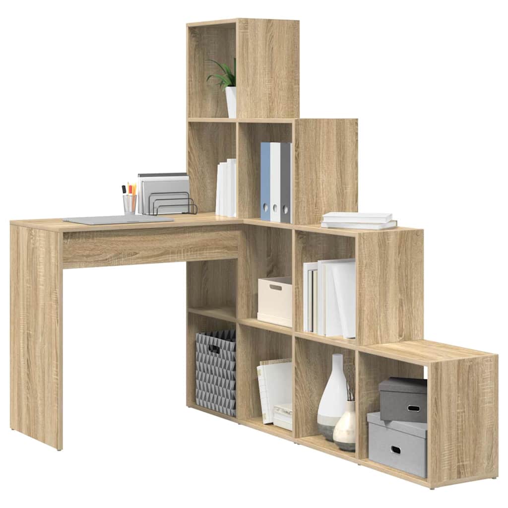 Eckschreibtisch mit Regal Sonoma-Eiche 101,5 x 149,5 x 149,5 cm