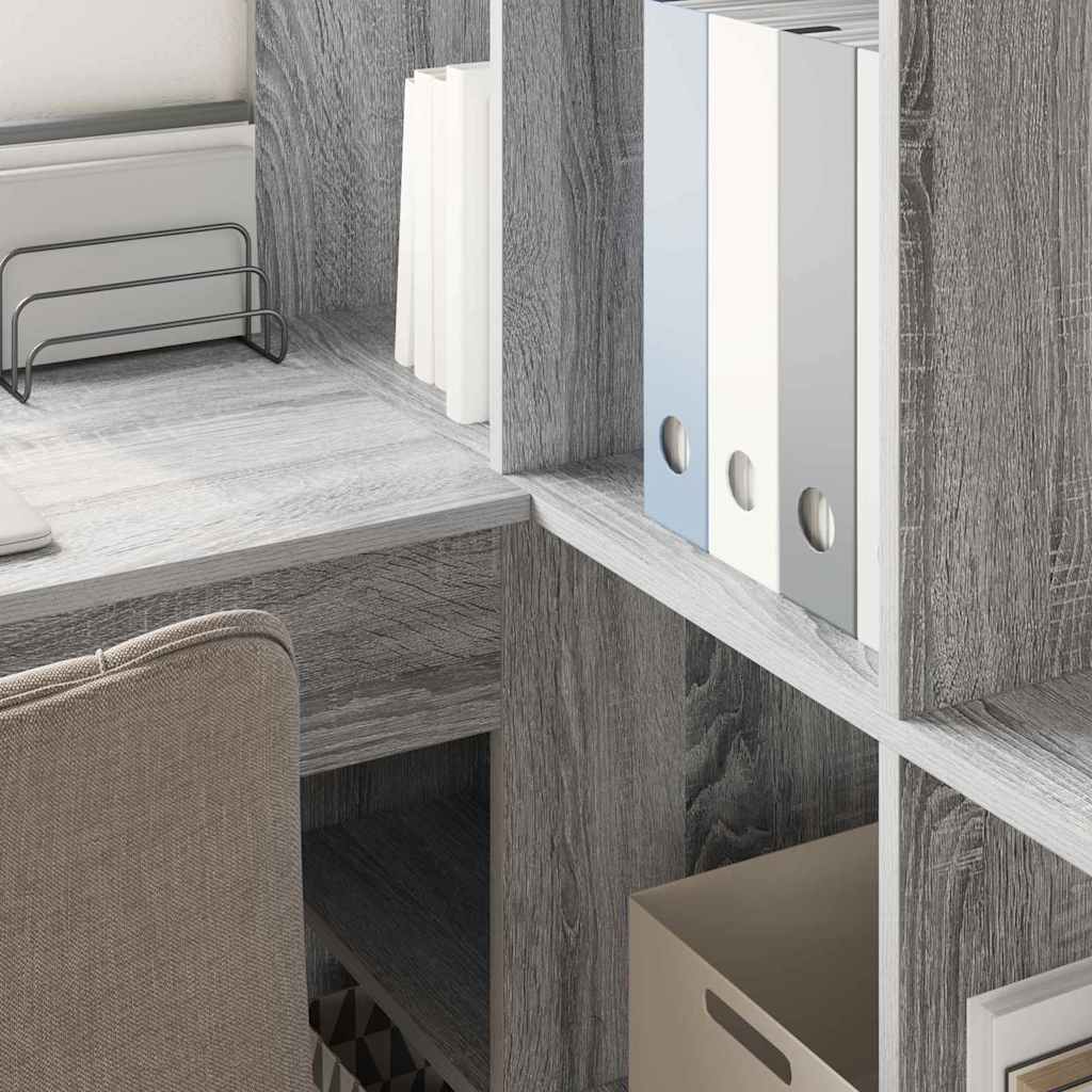 Eckschreibtisch mit Regal Grau Sonoma 101,5 x 149,5 x 149,5 cm