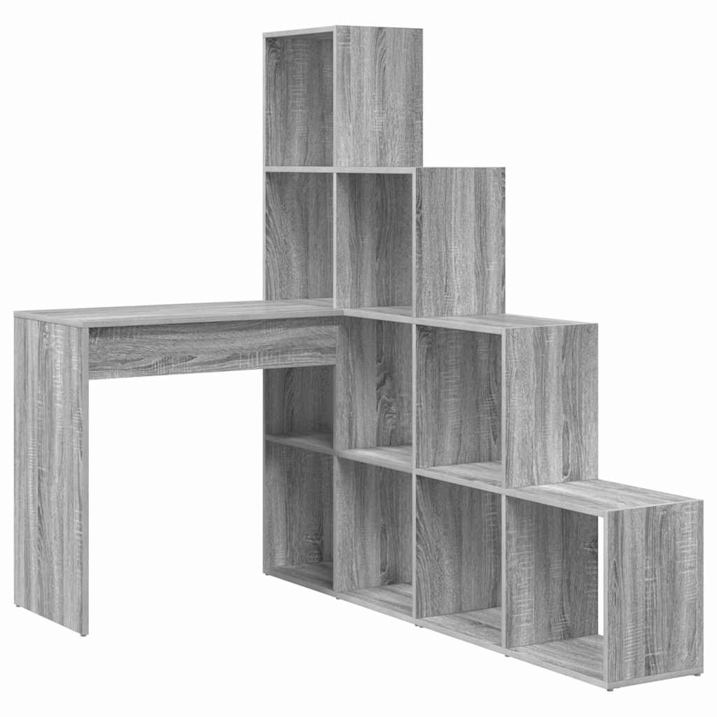 Eckschreibtisch mit Regal Grau Sonoma 101,5 x 149,5 x 149,5 cm
