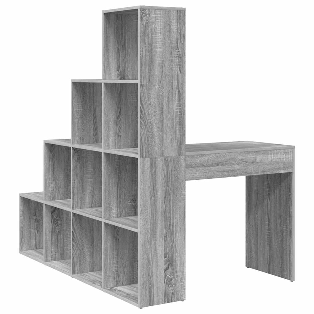 Eckschreibtisch mit Regal Grau Sonoma 101,5 x 149,5 x 149,5 cm