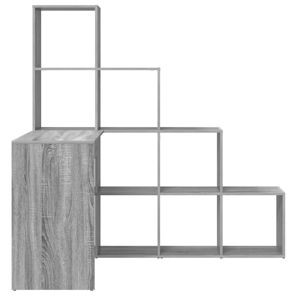 Eckschreibtisch mit Regal Grau Sonoma 101,5 x 149,5 x 149,5 cm