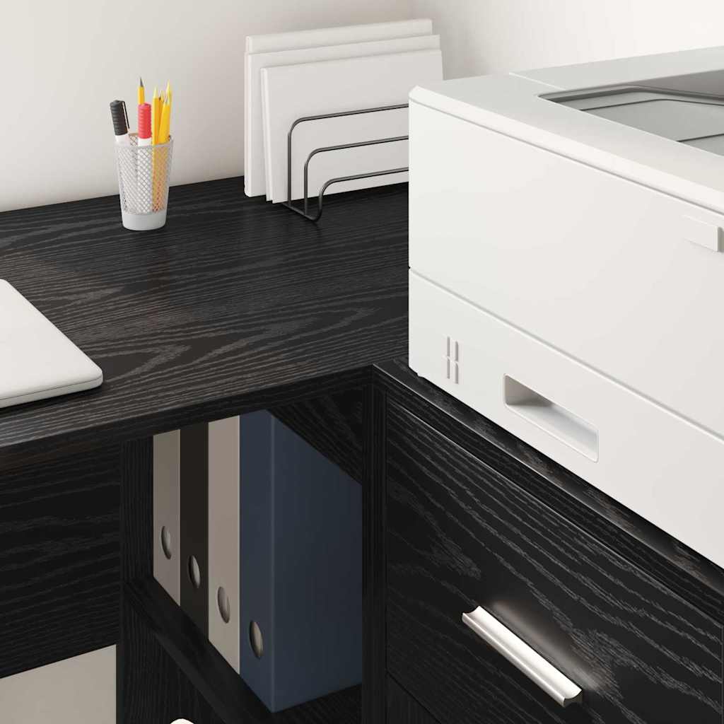 Eckschreibtisch mit Regal Schwarz Eichen-Optik 102 x 50 x 75 cm