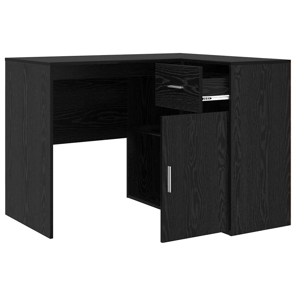 Eckschreibtisch mit Regal Schwarz Eichen-Optik 102 x 50 x 75 cm