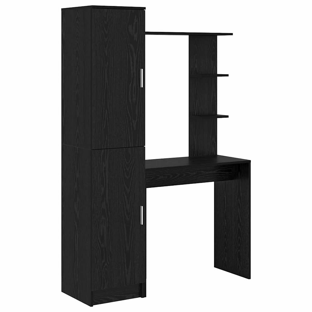 Schreibtisch mit Stauraum mit Regal 2 pcs Schwarz Eichen-Optik