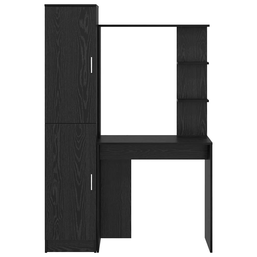 Schreibtisch mit Stauraum mit Regal 2 pcs Schwarz Eichen-Optik