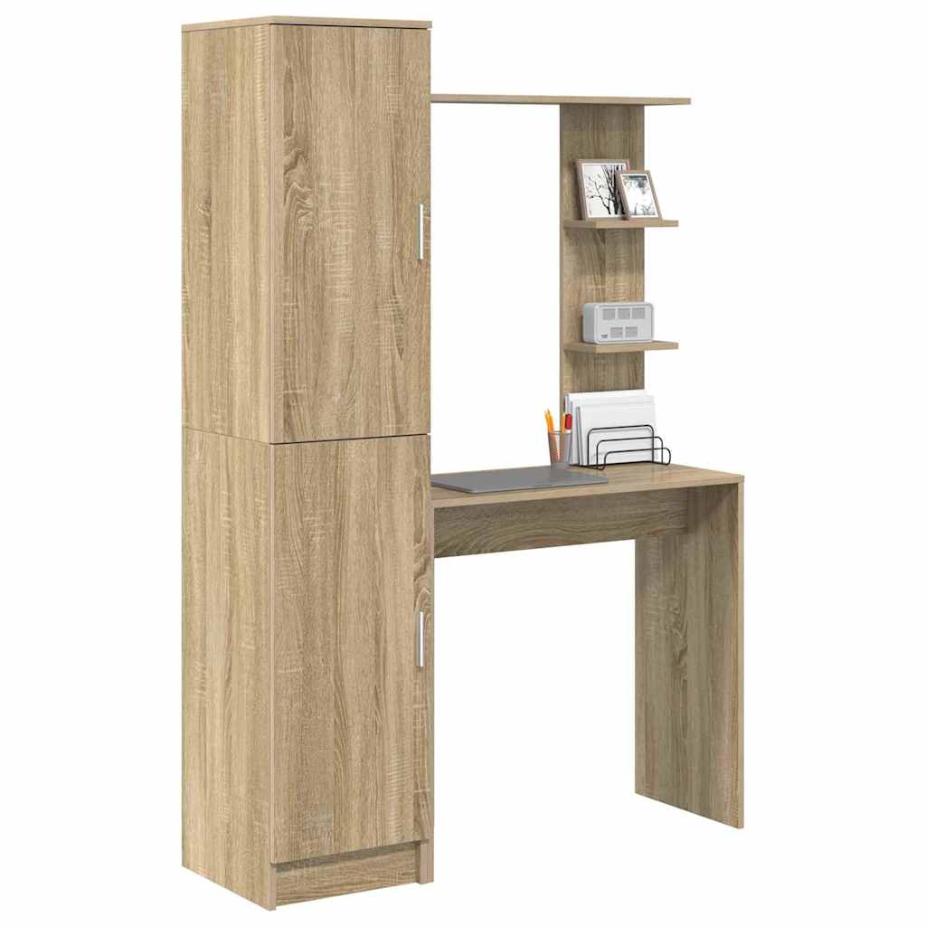 Schreibtisch mit Stauraum mit Regal mit Tür 2 pcs Sonoma-Eiche