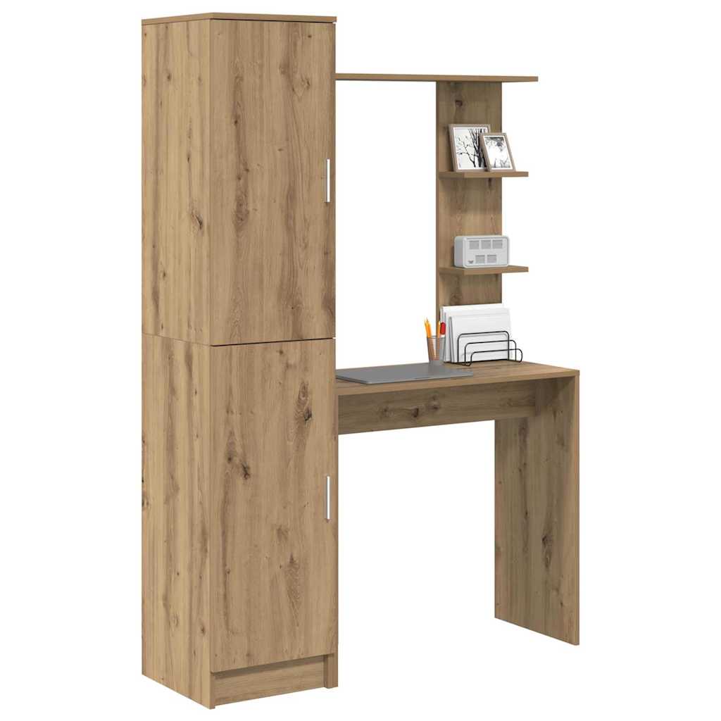 Schreibtisch mit Stauraum mit Regal mit Tür 2 pcs Artisan-Eiche