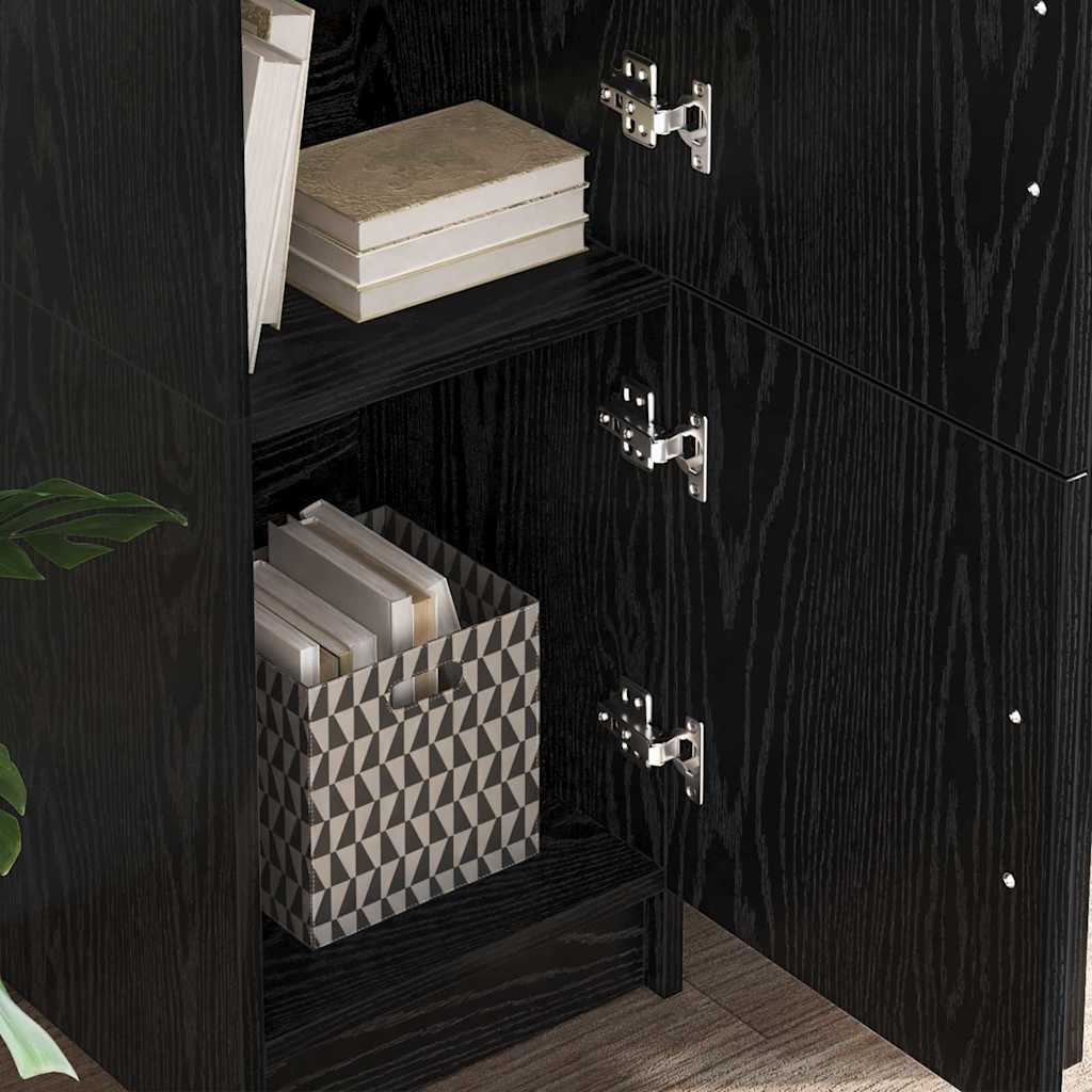 Schreibtisch mit Stauraum mit Regal 2 pcs Schwarz Eichen-Optik