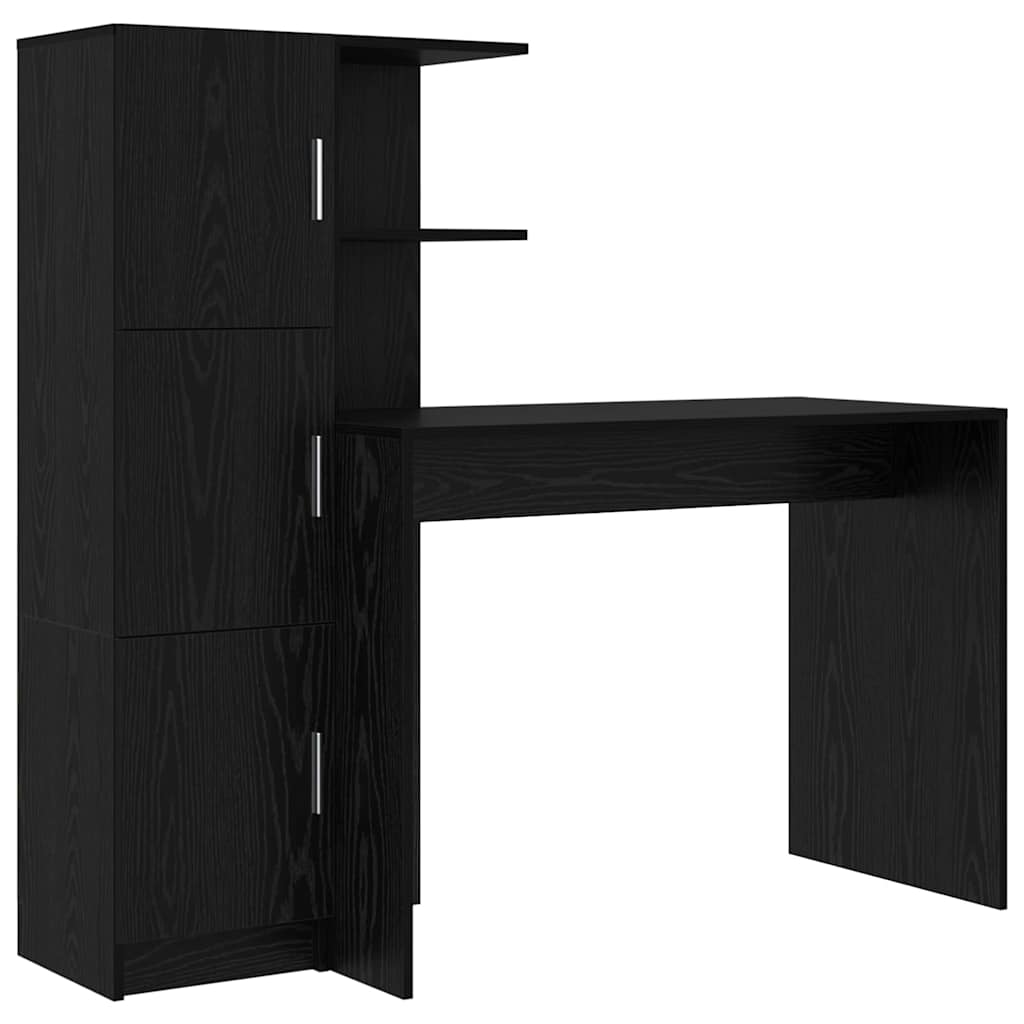 Schreibtisch mit Stauraum mit Regal 2 pcs Schwarz Eichen-Optik