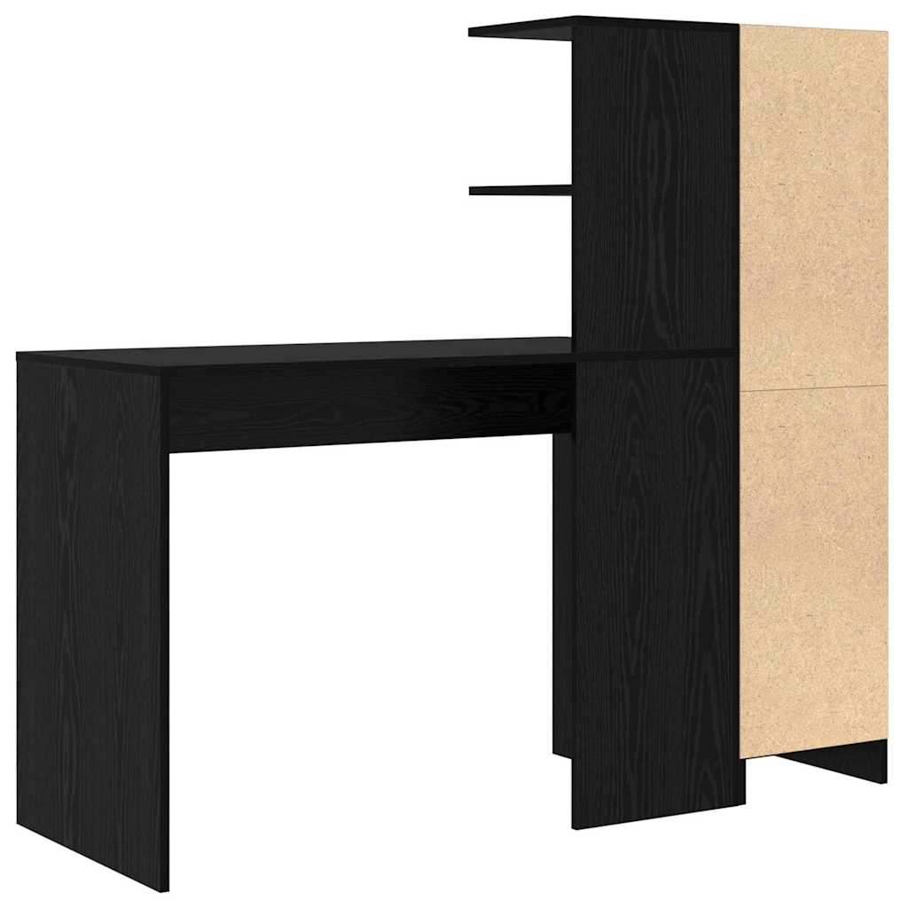 Schreibtisch mit Stauraum mit Regal 2 pcs Schwarz Eichen-Optik