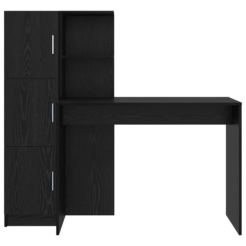 Schreibtisch mit Stauraum mit Regal 2 pcs Schwarz Eichen-Optik