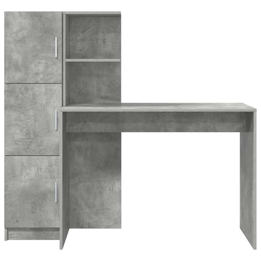 Schreibtisch mit Stauraum 2 pcs Beton Grau 102 x 50 x 124 cm