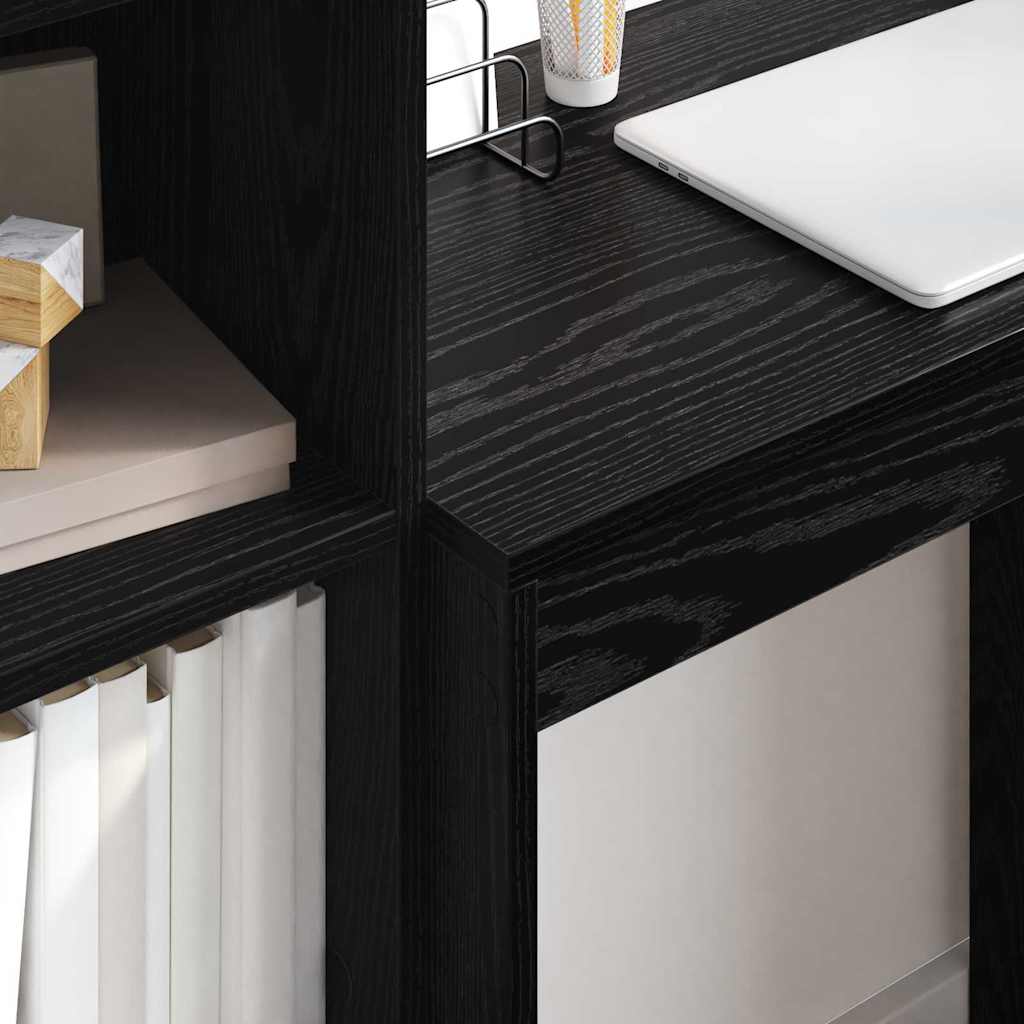 Schreibtisch mit Stauraum mit Regal 2 pcs Schwarz Eichen-Optik