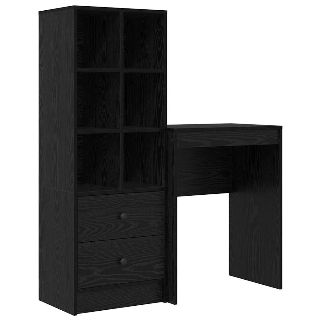 Schreibtisch mit Stauraum mit Regal 2 pcs Schwarz Eichen-Optik