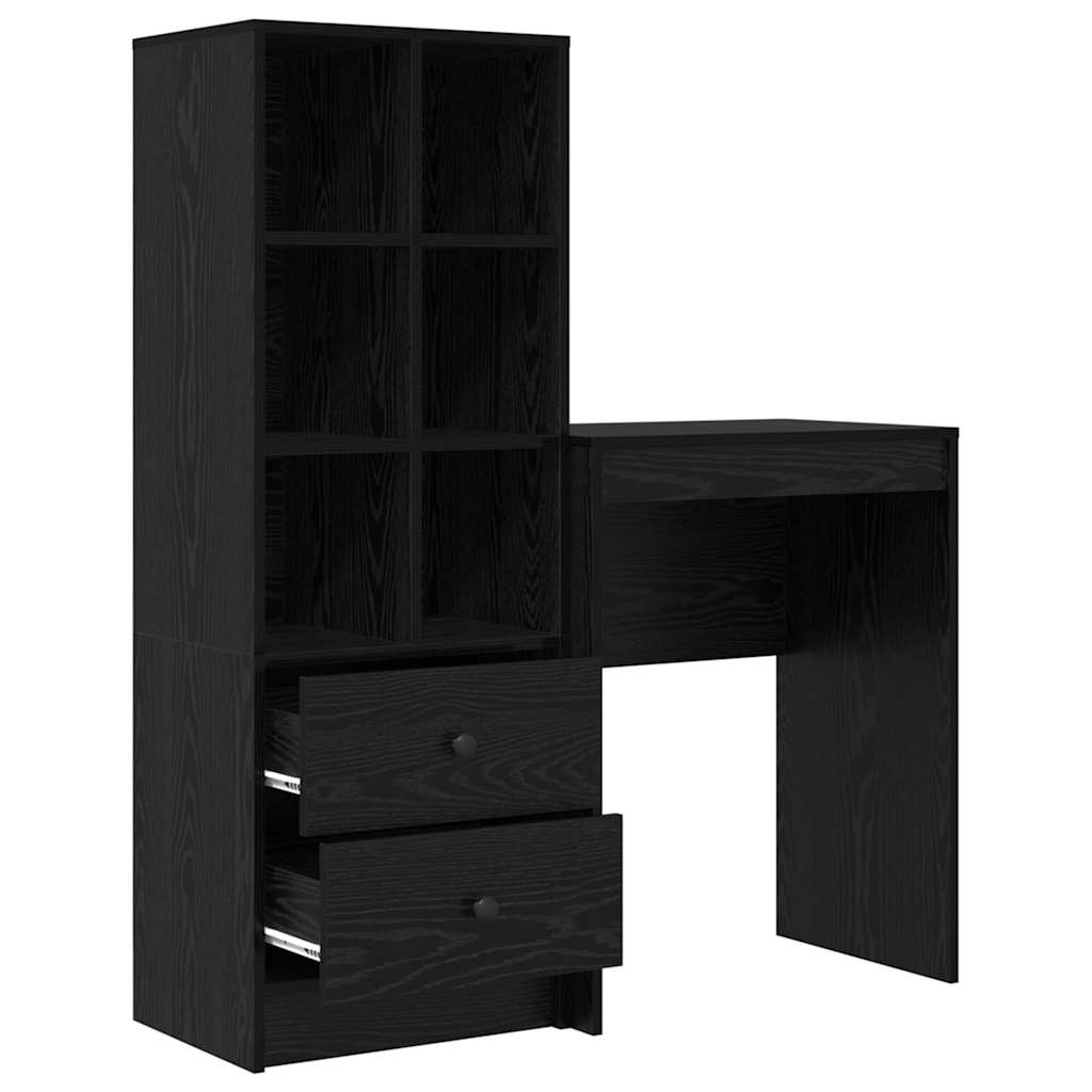 Schreibtisch mit Stauraum mit Regal 2 pcs Schwarz Eichen-Optik